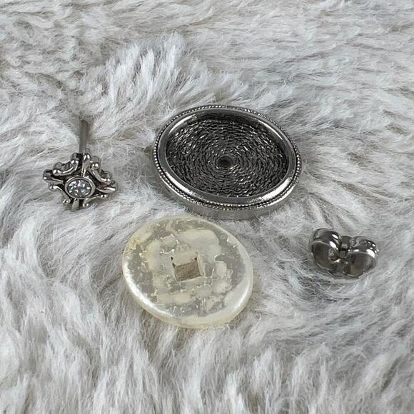 Vintage Avon Pin and Earring Set Earrings can be worn three ways Silver Metal - Picture 11 of 11